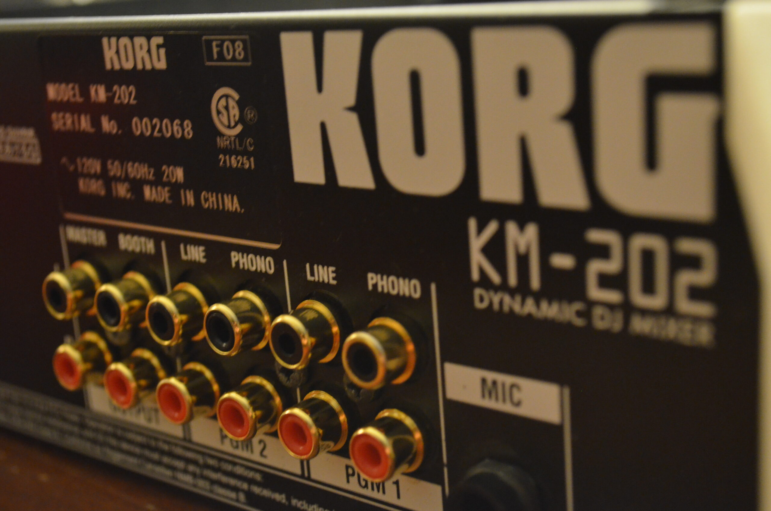 Korg KM-202 RCA Replacement Panel